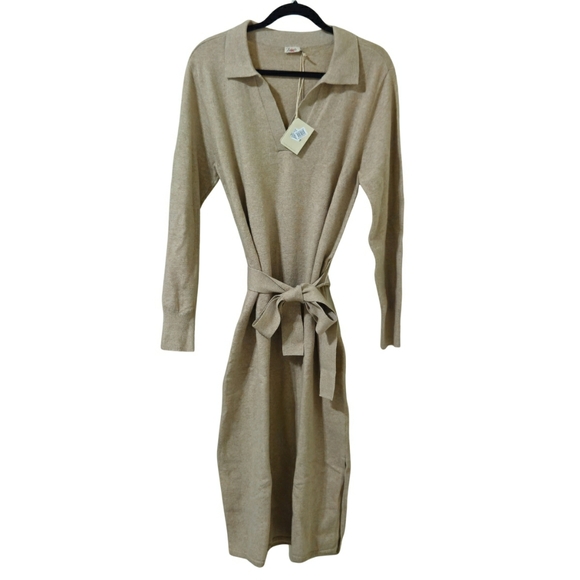 Faherty Jackson Sweater Dress Long Sleeve Large Oatmeal Heather NWT - Picture 2 of 6